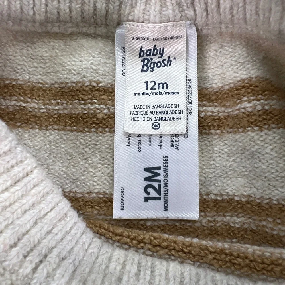 OshKosh Baby B'gosh Striped Knit‎ Hoodie and Pants Set Kids 12M Teddy Ears Soft